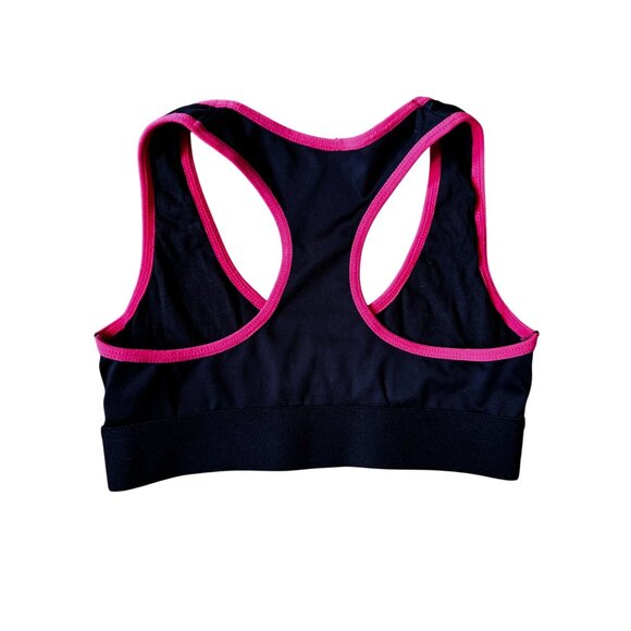 Cxl By Christian Lacroix Black Pink‎ Trim Sports Bra Active Wear Kids Teen 14/16 - Picture 2 of 4